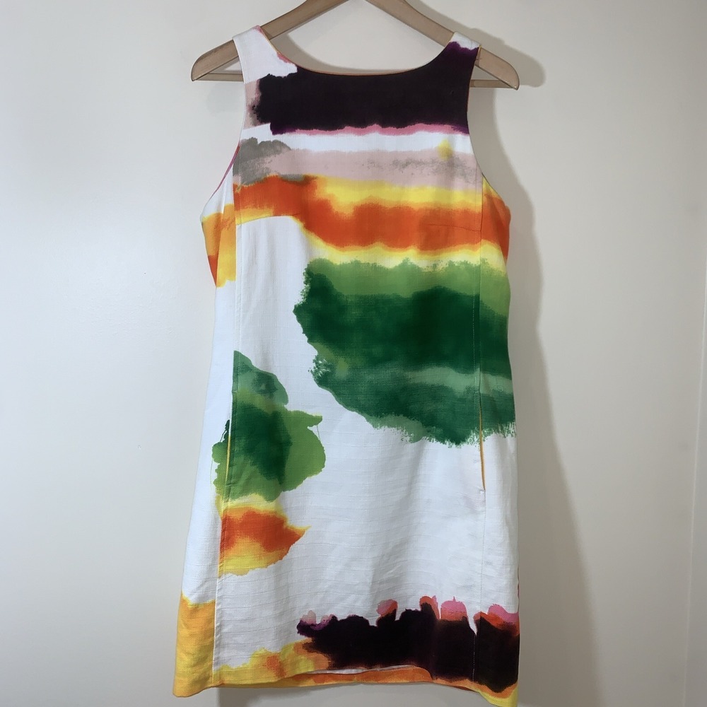 Desigual Dress Womens 40 US Medium Sleeveless Shift Woven Cotton Rainbow Pockets
